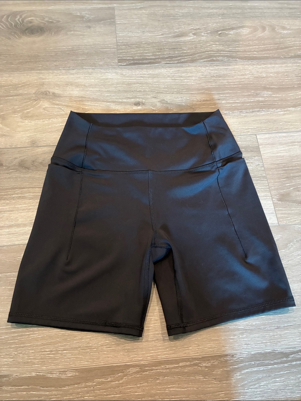 High-Rise Black Athletic Bike Shorts size M with pockets
